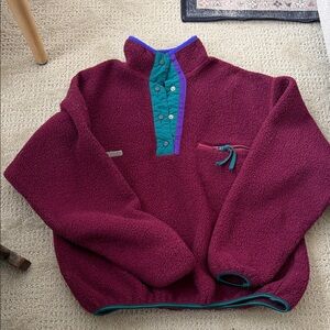 Columbia Burgundy and Green Fleece Jacket